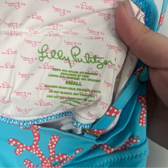 Lilly puliziter Tankini swim top Color me coral blue size small - Picture 3 of 4
